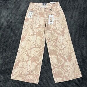 Refrain LA Wide Leg‎ Camo Print Jeans Women 7/28 Y2K Baggy Skater Denim NWT